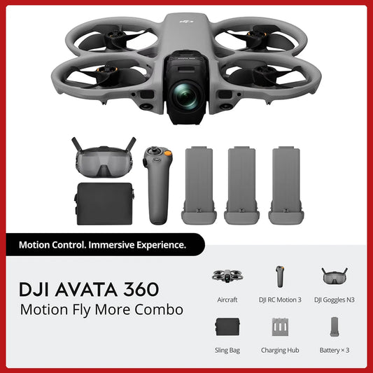 DJI Avata 360 Drone Dual Modes 360° & Single Lens Drone With 1-Inch 8K 360° Imaging for FPV & Aerial Filming 360° Camera Drone With Propeller Guard Elevate 360° View O4+ FHD Video Transmission