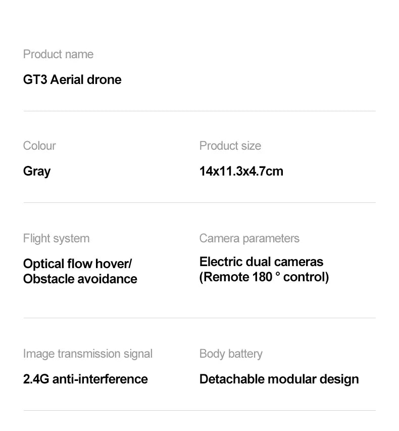 GT3 RC Mini Drone 4K Dual Camera Aerial HD Photography Optical Flow Positioning Obstacle Avoidance with Lights UAV RC Quadcopter