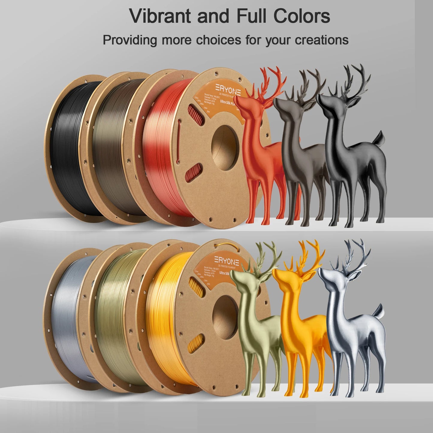 Eryone 1/5KG Ultra Silk PLA Premium Filament 3D Print,1.75mm Multicolor Available 1kg ultra silk pla,1KG/Spool
