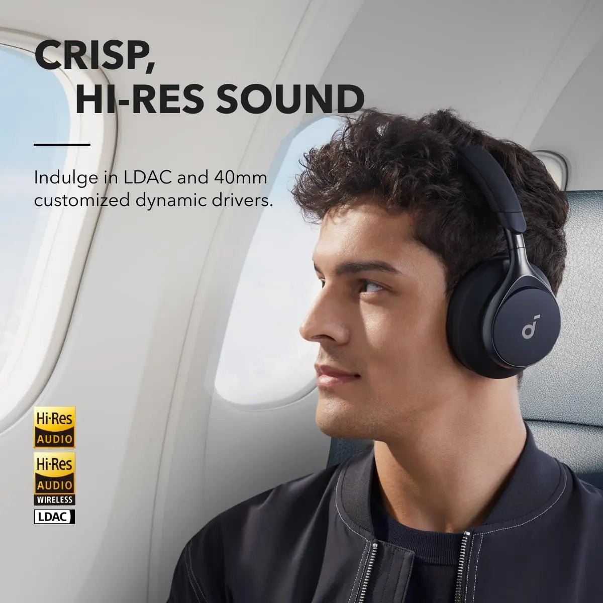 Soundcore by Anker, Space One, Active Noise Cancelling Headphones, 2X Stronger Voice Reduction, 40H ANC Playtime  (Refurbished)