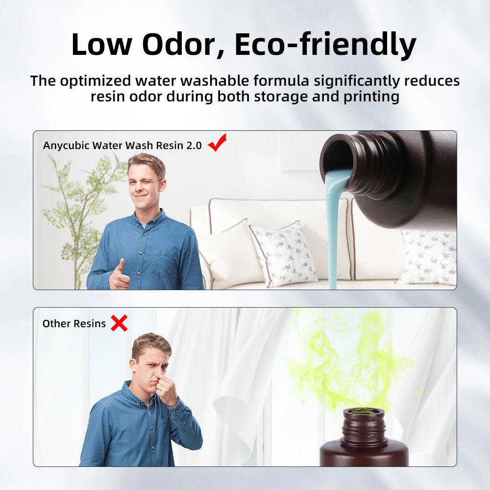 Anycubic Water Wash Resin Water Washable High Precision Low Odor Low Viscosity Support 3 Ways Washing For LCD 3D Printer Resin