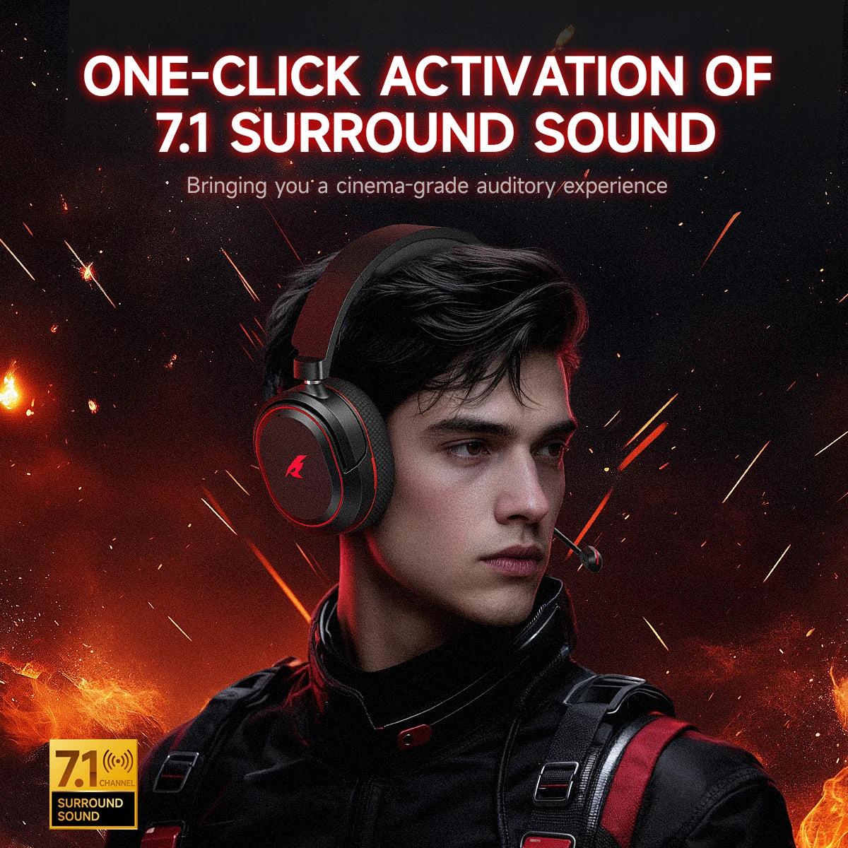 Picun G2 Wireless Gaming Headset Bluetooth 2.4G Headphones 7.1 Surround 5ms Low Latency ENC Mic for PC PS4 PS5 Phone Switch