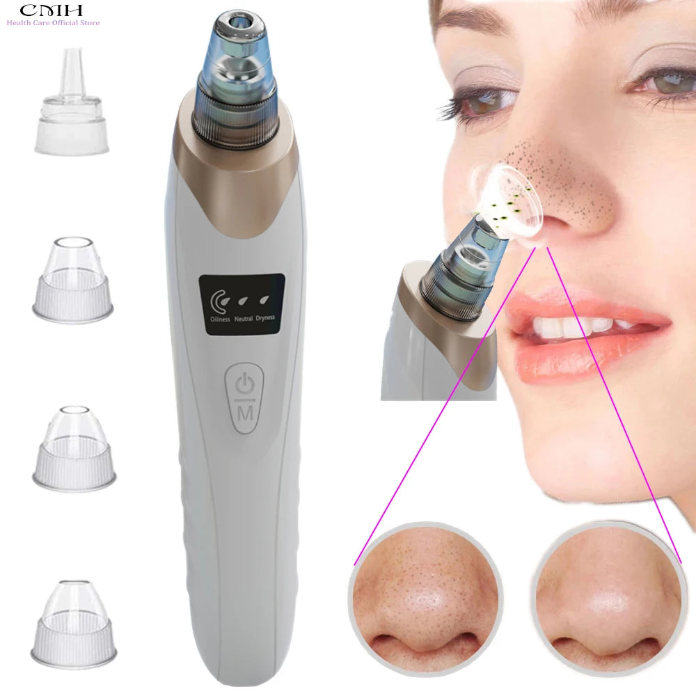 CMH Blackhead Remover Vacuum Pore Cleaner Multi Suction Heads Adjustable Suction USB Rechargeable Deep Cleansing Skin Tool Gifts