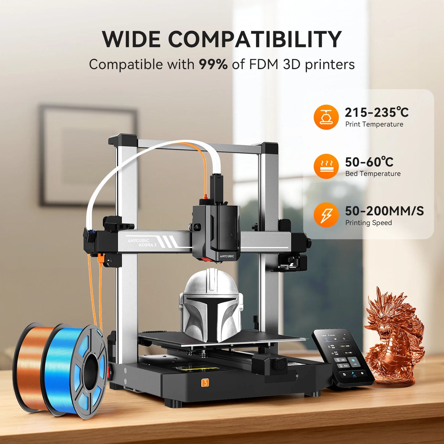 TECBEARS 3D Printer Filament Silk 1.75mm 5Rolls Multi Color PLA+ SILK Vacuum Packaging No Bubble for FDM 3D Printer Materials