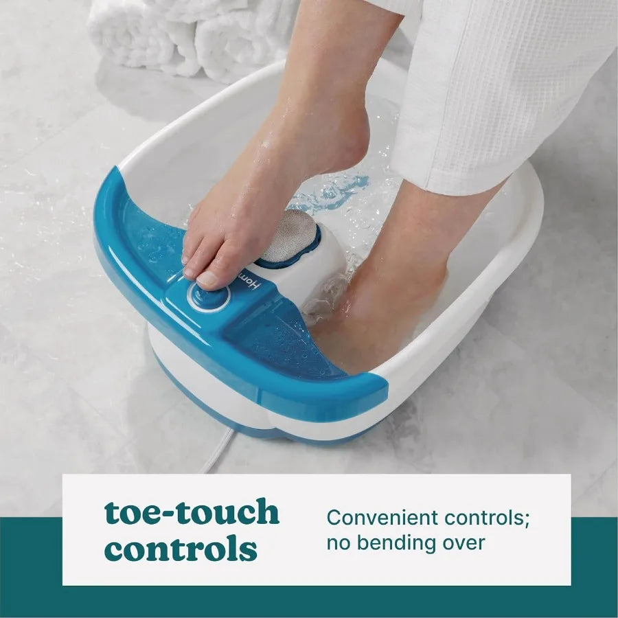 Bubble Mate Foot Spa Toe Touch Controlled Foot Bath with Invigorating Bubbles and Splash Proof Raised Massage Nodes an