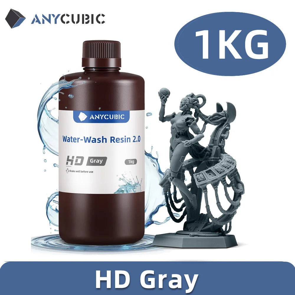 Anycubic Water Wash Resin Water Washable High Precision Low Odor Low Viscosity Support 3 Ways Washing For LCD 3D Printer Resin