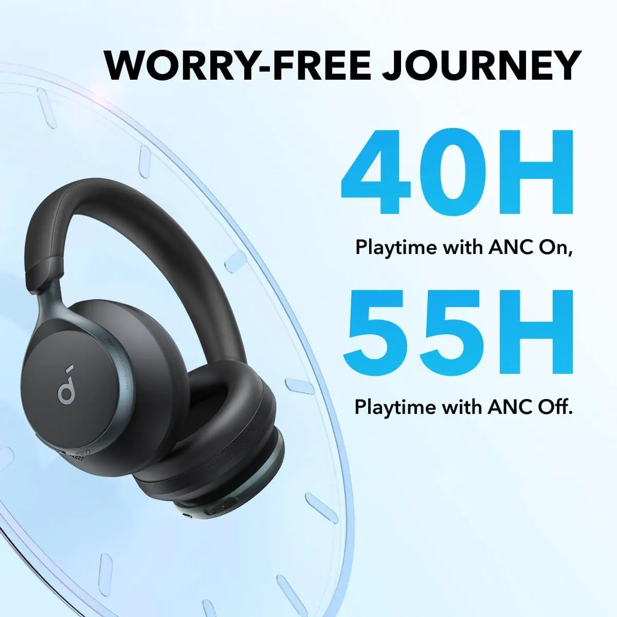 Soundcore by Anker, Space One, Active Noise Cancelling Headphones, 2X Stronger Voice Reduction, 40H ANC Playtime  (Refurbished)