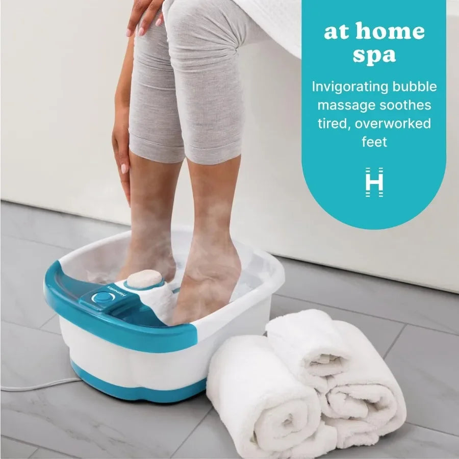 Bubble Mate Foot Spa Toe Touch Controlled Foot Bath with Invigorating Bubbles and Splash Proof Raised Massage Nodes an